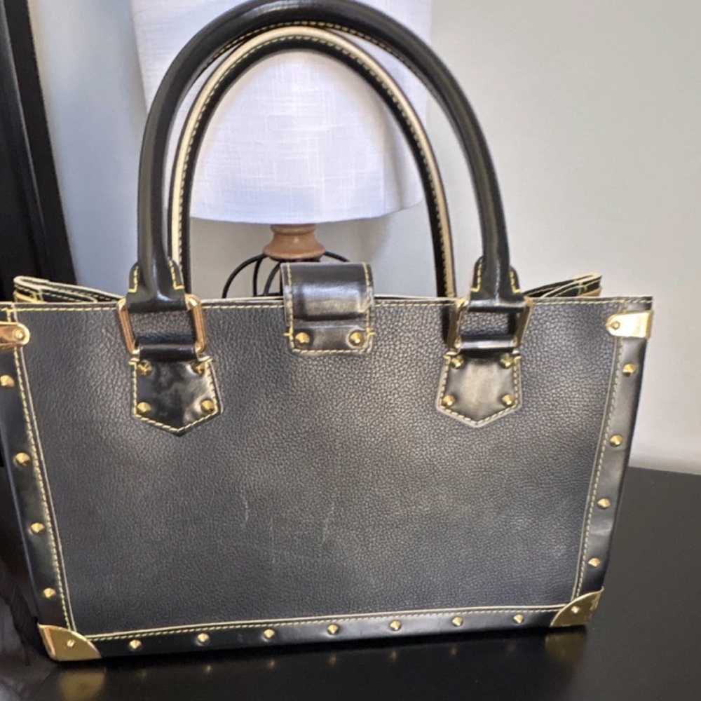 Louis Vuitton Black Leather Satchel with Gold Hardware - Picture 4 of 15